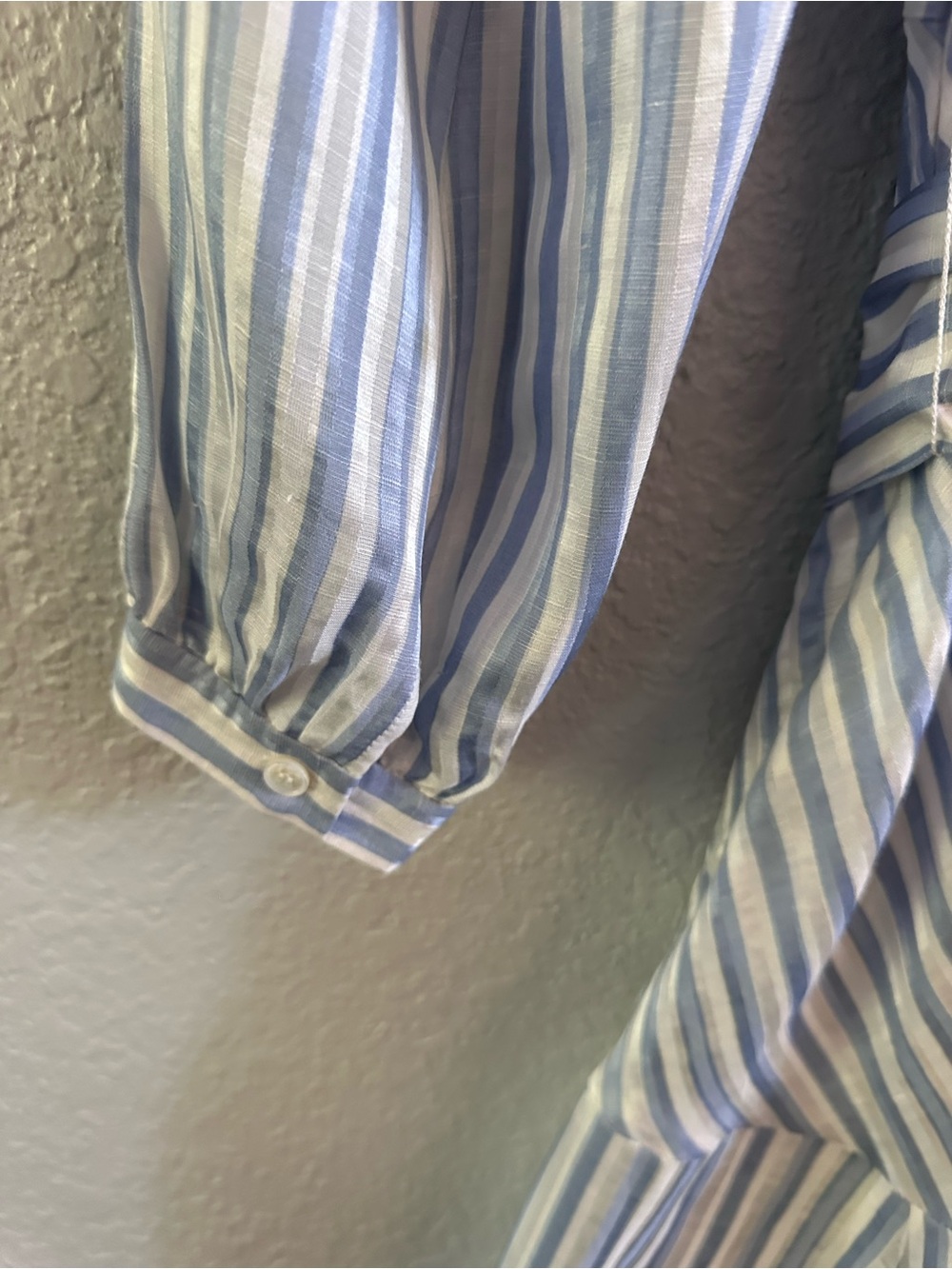 Veronica Beard Jenna Tie Waist Linen Silk Stripe Midi Dress Size 8 Blue White - Picture 11 of 16